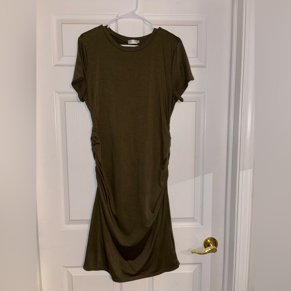 Elegant Olive Midi Maternity Dress